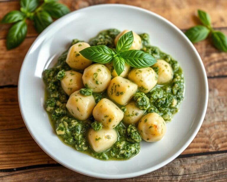 Gnocchi met een romige pesto-spinaziesaus