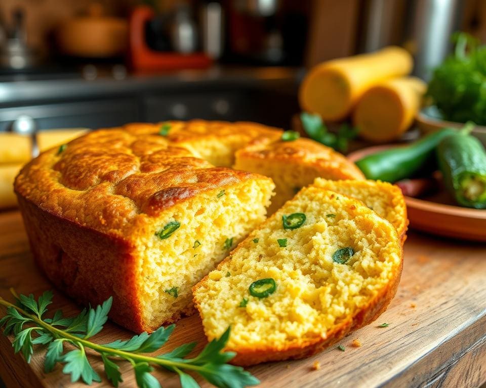 zelfgemaakt maisbrood met jalapeño